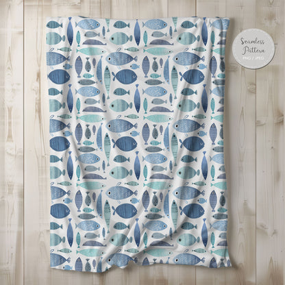 fish Seamless Pattern, instant download PNG file - 300 dpi