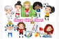 Soccer girls clipart instant download PNG file - 300 dpi