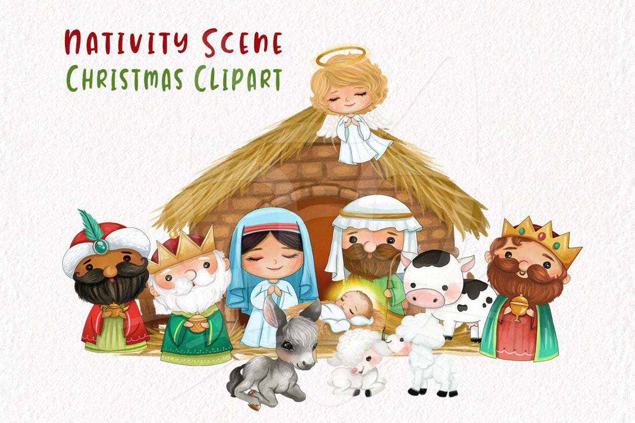 Christmas nativity scence Clipart ,PNG file-300 dpi