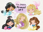 Mermaids Princess set1 clipart instant download PNG file - 300 dpi