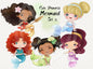 Mermaids Princess set2 clipart instant download PNG file - 300 dpi