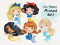 Mermaids Princess set3 clipart instant download PNG file - 300 dpi