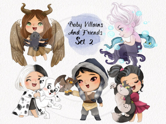 Baby Villains and Friends ClipArt set2 instant download PNG file - 300 dpi