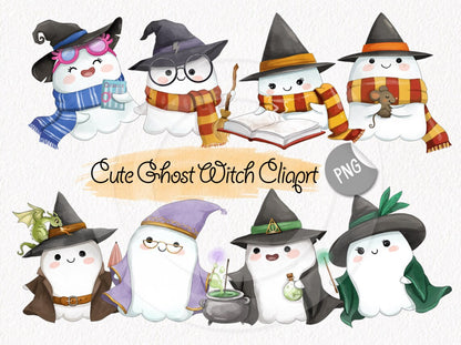 Cute Ghost Witch , Halloween clipart PNG files instant download PNG file - 300 dpi.