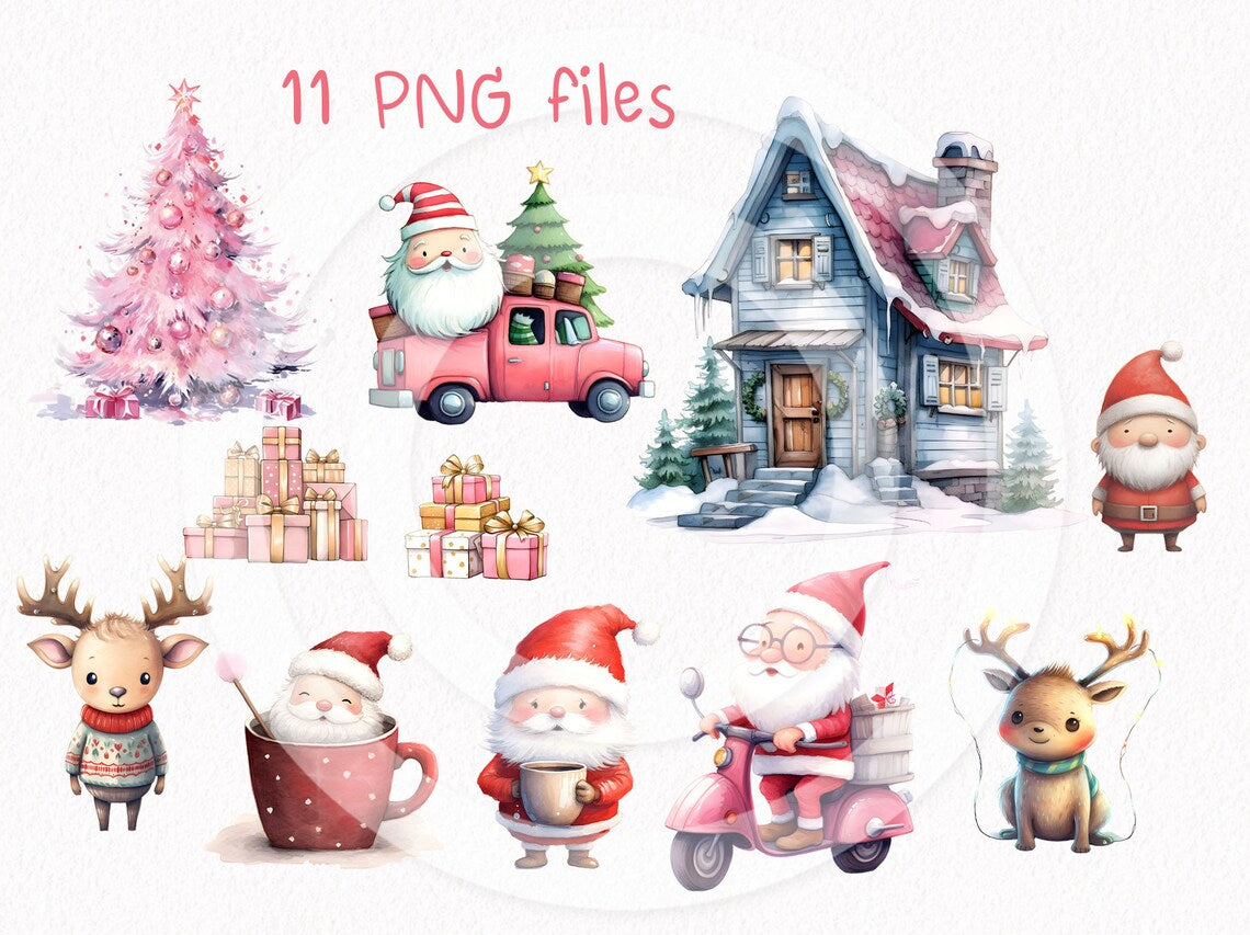 Cute Santa clipart,Christmas clipart, instant download PNG file - 300 dpi