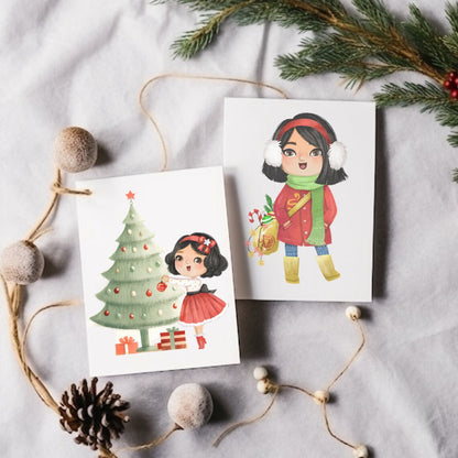 Christmas cute girls clipart set1 instant download PNG file - 300 dpi