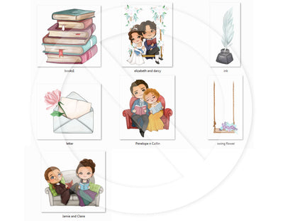 Book lover set1 clipart instant download PNG file - 300 dpi