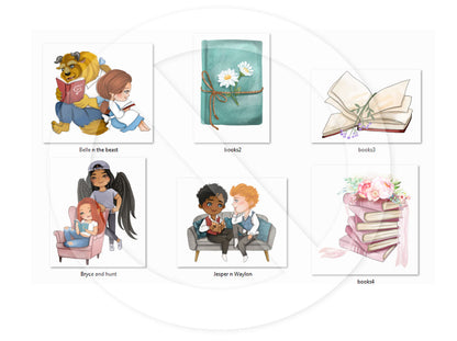 Book lover set2 clipart instant download PNG file - 300 dpi