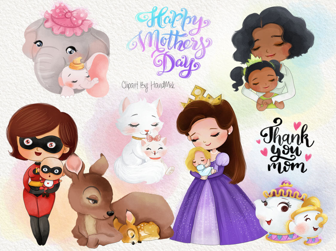 Mother day clipart set1 instant download PNG file - 300 dpi