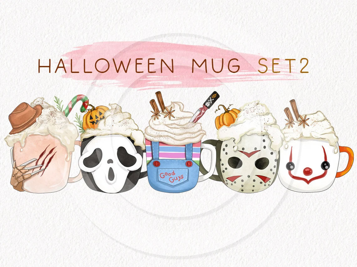 Halloween Mug ,Fall Halloween clipart set2 instant download PNG file - 300 dpi