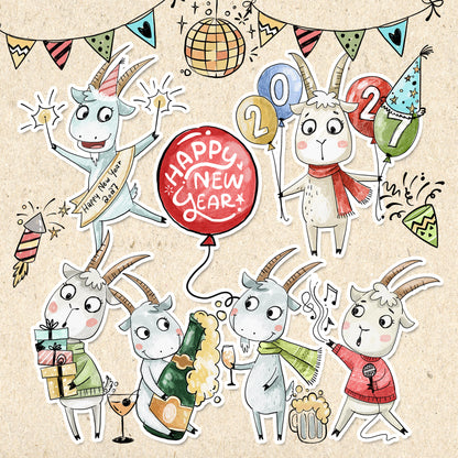 Happy New Year clipart PNG files.