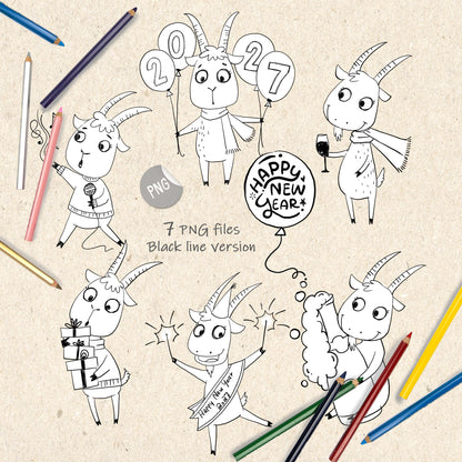 Happy New Year clipart PNG files.