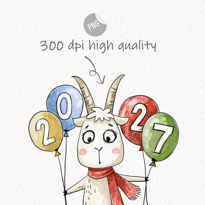 Happy New Year clipart PNG files.