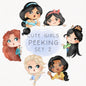 Cute girls peeking set 2, PNG files 300 dpi.