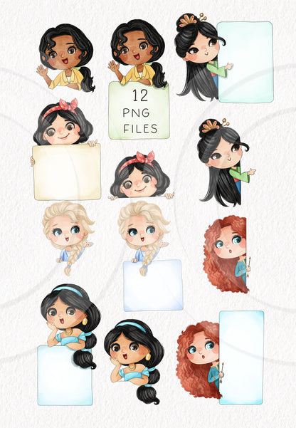Cute girls peeking set 2, PNG files 300 dpi.