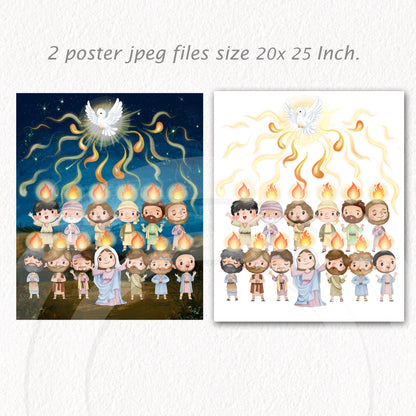 Day of Pentecost Clip Art Bundles set , Religion, Bible stories Clipart PNG files