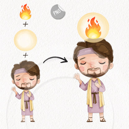 Day of Pentecost Clip Art Bundles set , Religion, Bible stories Clipart PNG files