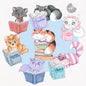 Cute Cat reading book clipart , Hand drawn clipart, PNG file - 300 dpi