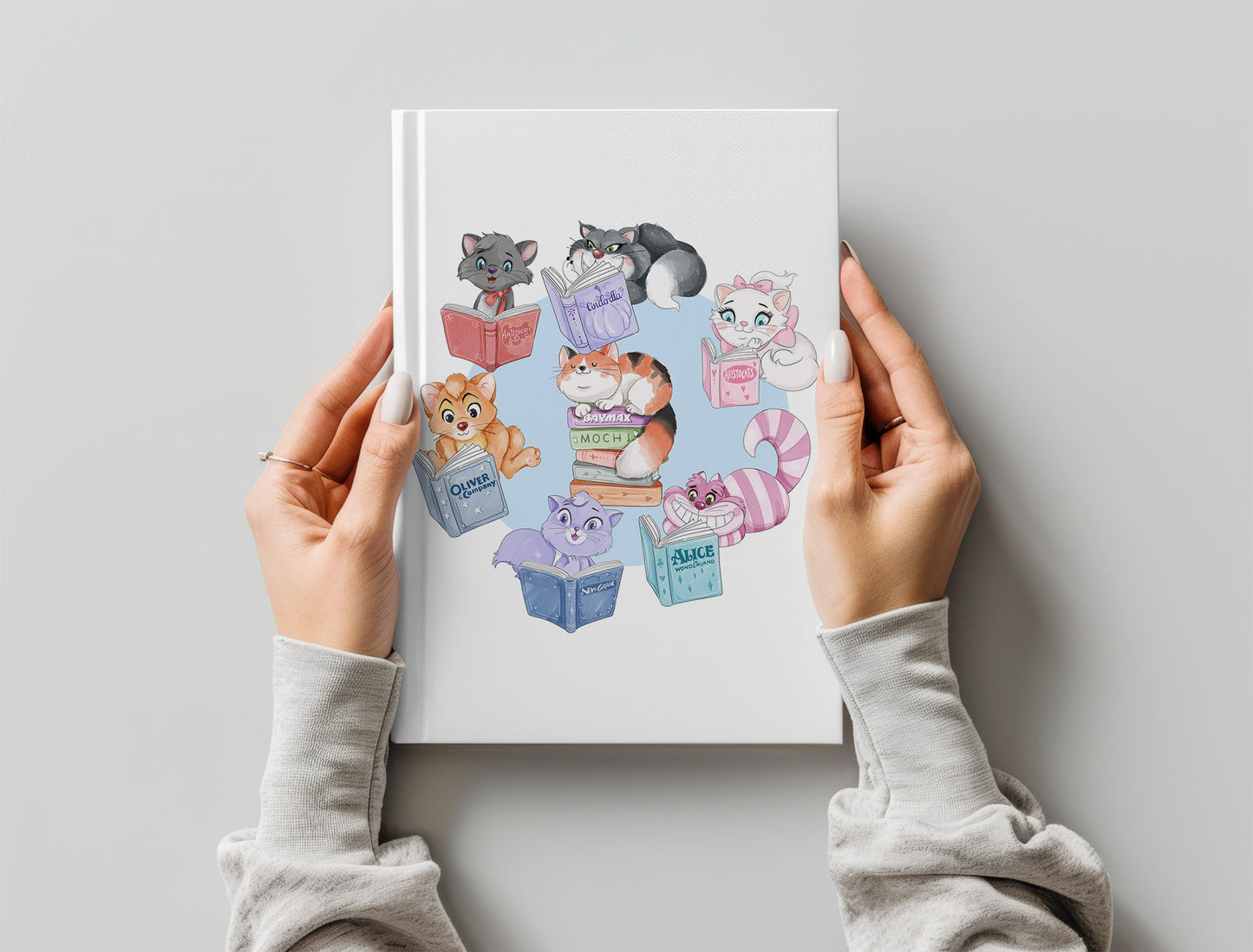 Cute Cat reading book clipart , Hand drawn clipart, PNG file - 300 dpi