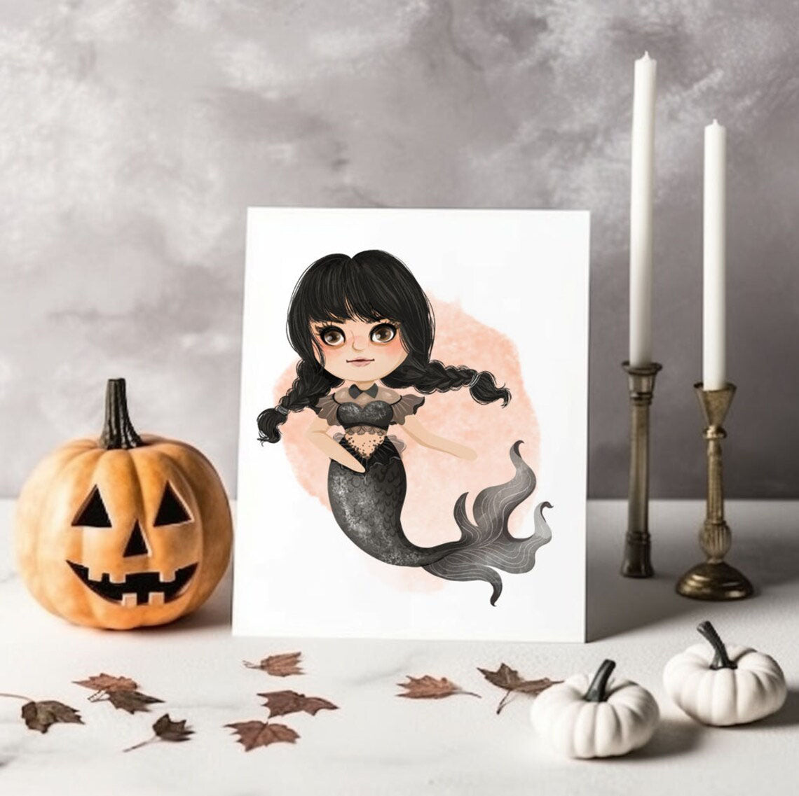 Cute Mermaid Halloween clipart instand download PNG file - 300 dpi