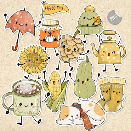 Happy Fall season clipart, instant download PNG file - 300 dpi
