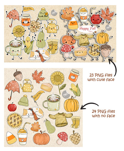 Happy Fall season clipart, instant download PNG file - 300 dpi