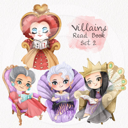 Villains Read book ClipArt set 2 clipart, instant download PNG file - 300 dpi