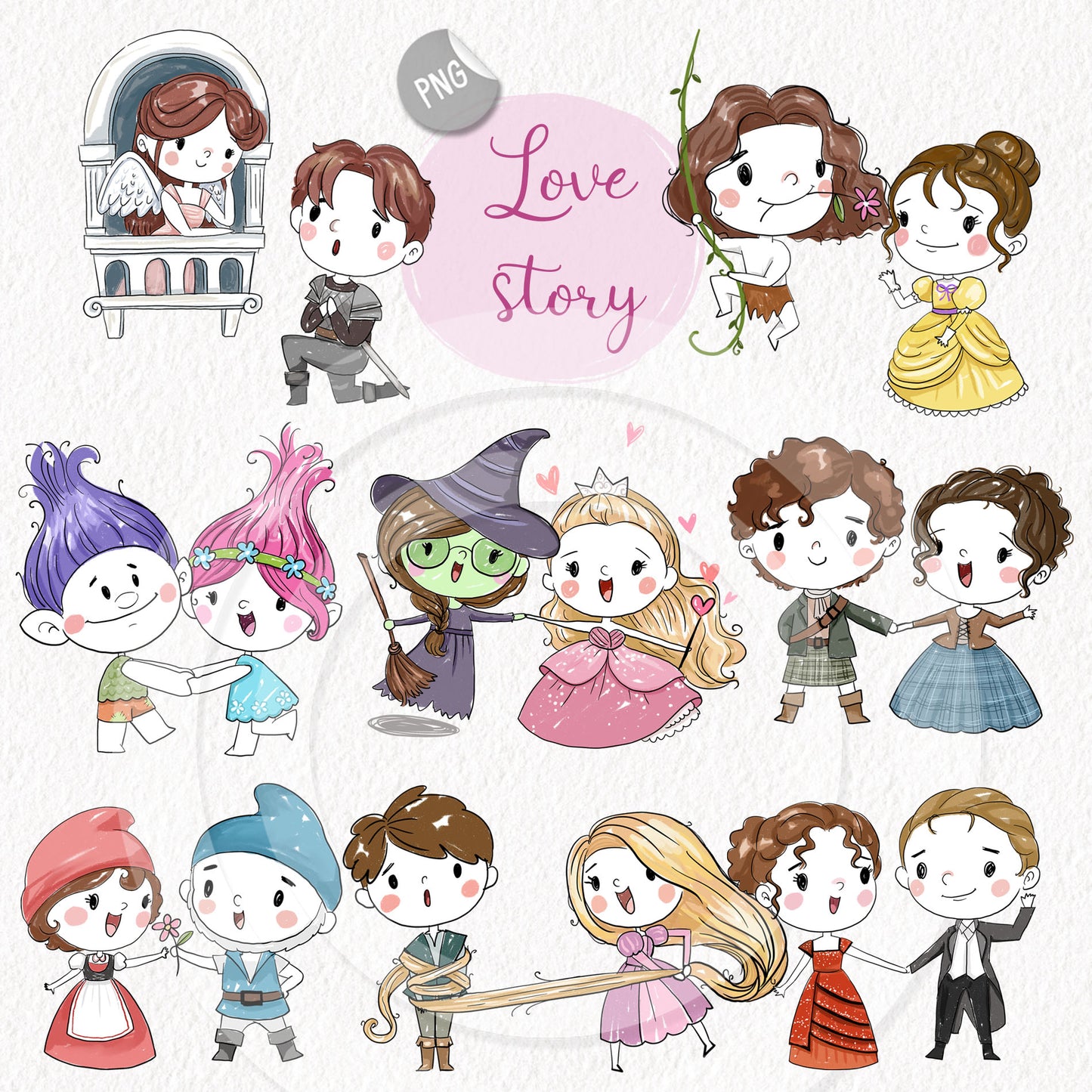lover story clipart set 2 ,instant download PNG file - 300 dpi