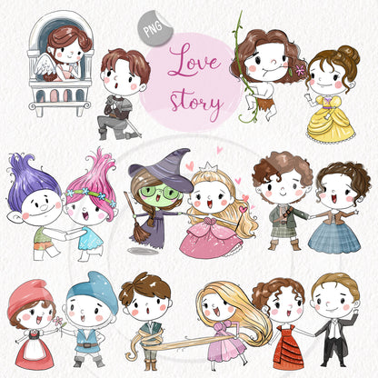 lover story clipart set 2 ,instant download PNG file - 300 dpi