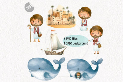 Jonah and the whale clipart PNG files