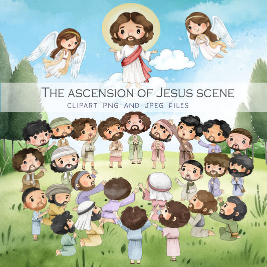 The ascension of Jesus Clip Art Bundles set , Disciples clipart, Religion, Bible stories Clipart PNG files