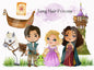 Long Hair Princess inspiration ClipArt instant download PNG file - 300 dpi