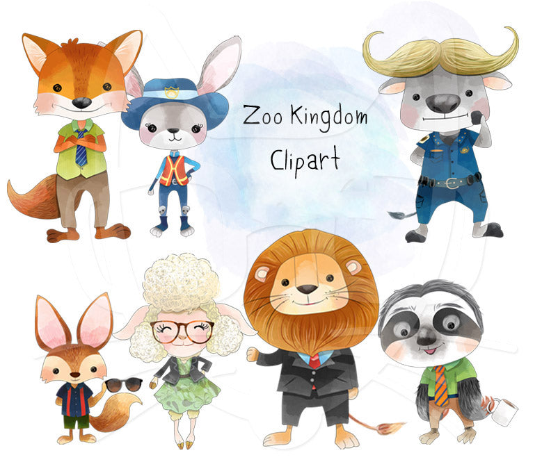 Zoo Animals clipart, instant download PNG file - 300 dpi