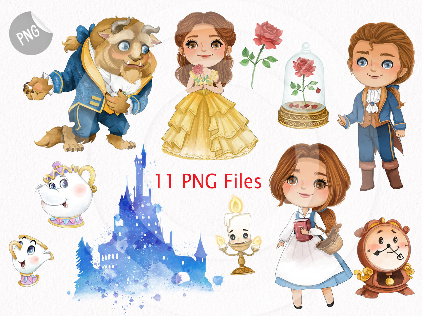 Princess and the beast clipart instant download PNG file - 300 dpi