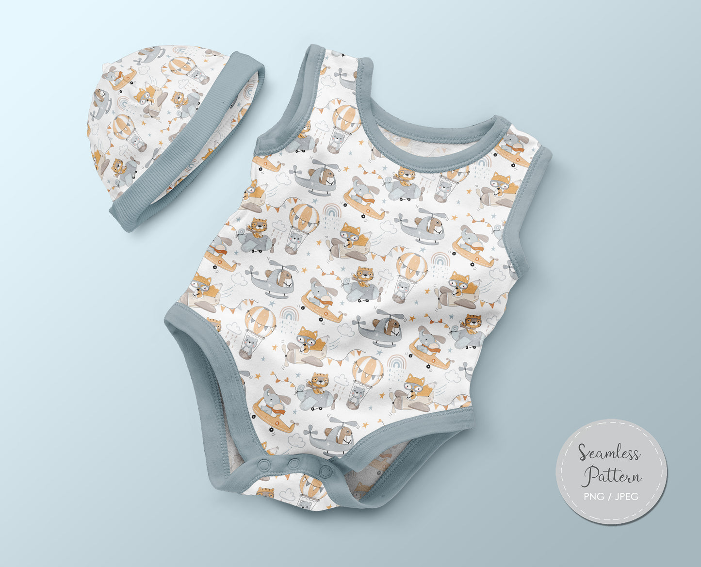 Animals airplane Seamless Pattern, instant download PNG file - 300 dpi