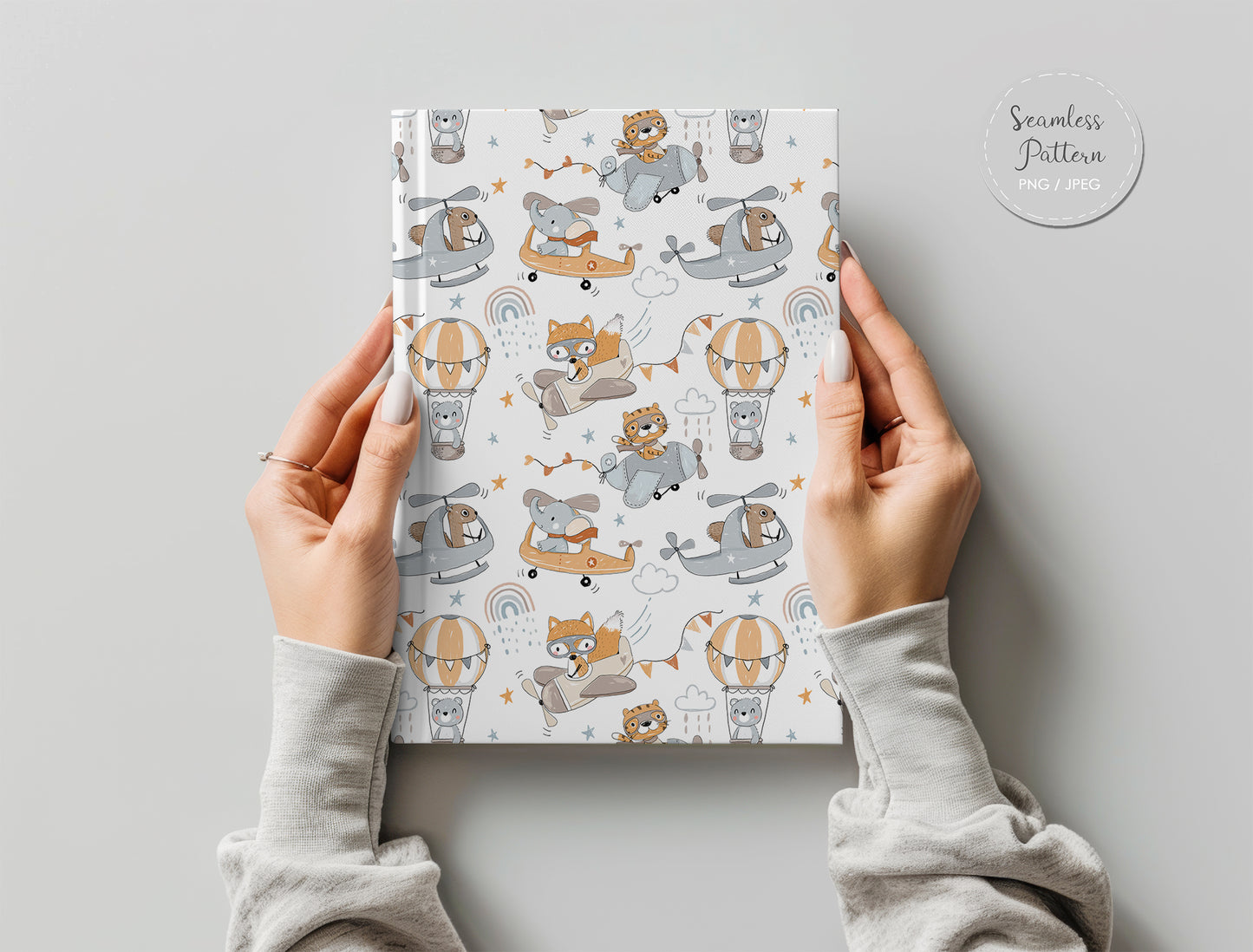 Animals airplane Seamless Pattern, instant download PNG file - 300 dpi