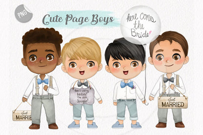 Page boys clipart instant download PNG file - 300 dpi