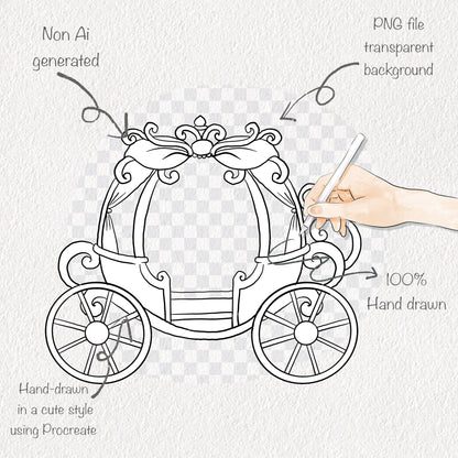 Blue Princess clipart ,blackline art , digital stamp ,instant download PNG file - 300 dpi