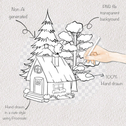 Red Riding Hood Clipart ,blackline art , digital stamp ,instant download PNG file - 300 dpi