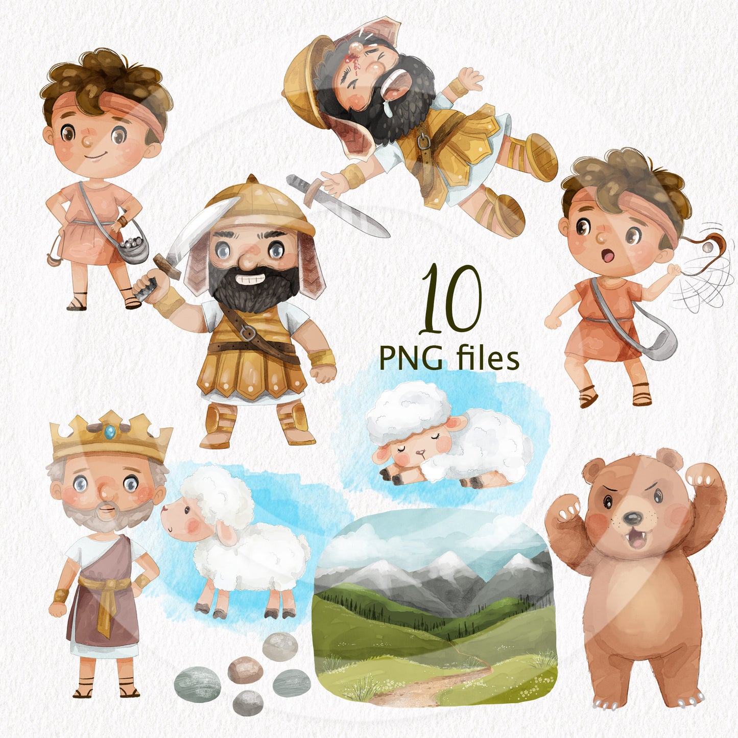 David and Goliath clipart PNG files