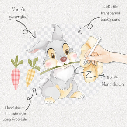 Bunnies Easter Pastel clipart instant download PNG file - 300 dpi