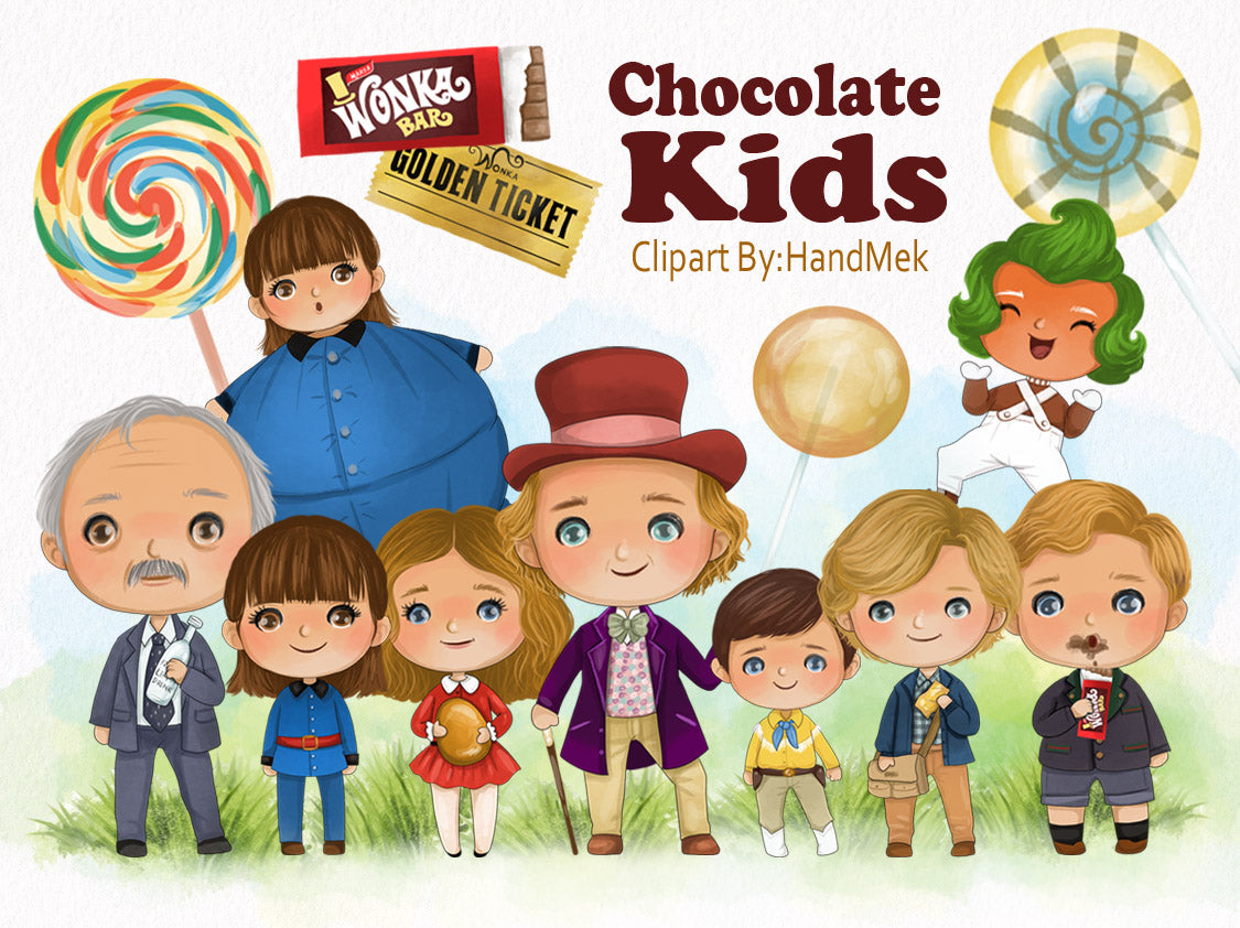 Chocolate kids clipart instand download PNG file - 300 dpi