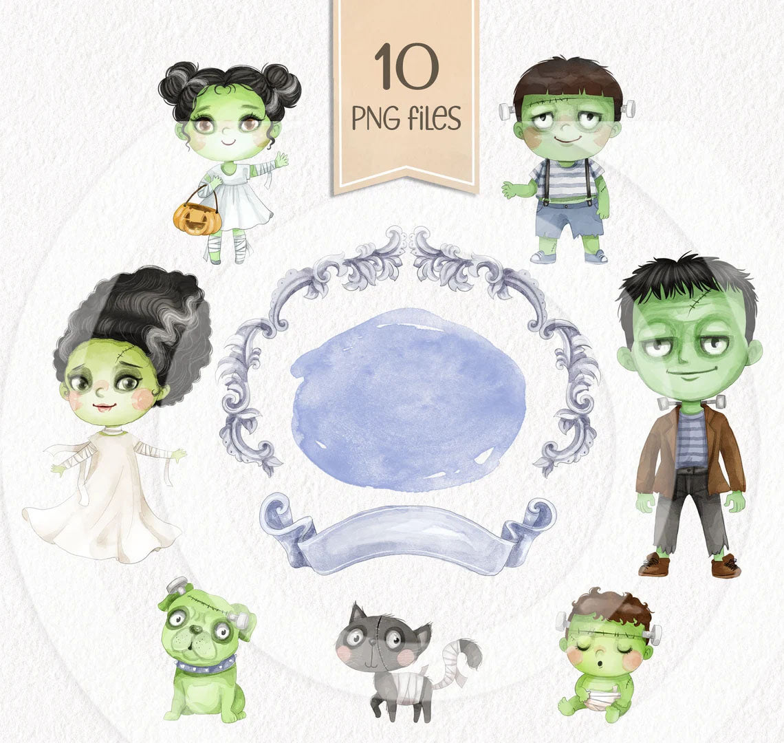 Halloween Family clipart ,PNG files instant download PNG file - 300 dpi