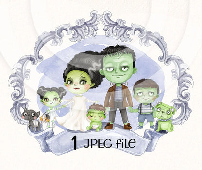 Halloween Family clipart ,PNG files instant download PNG file - 300 dpi