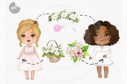 Flower girl clipart instant download PNG file - 300 dpi