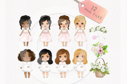 Flower girl clipart instant download PNG file - 300 dpi