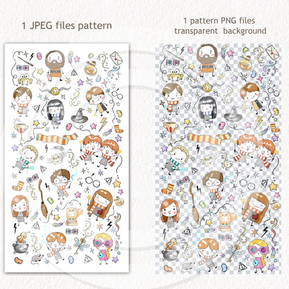 Wizard kids Hand drawn doodle Clipart , PNG file - 300 dpi