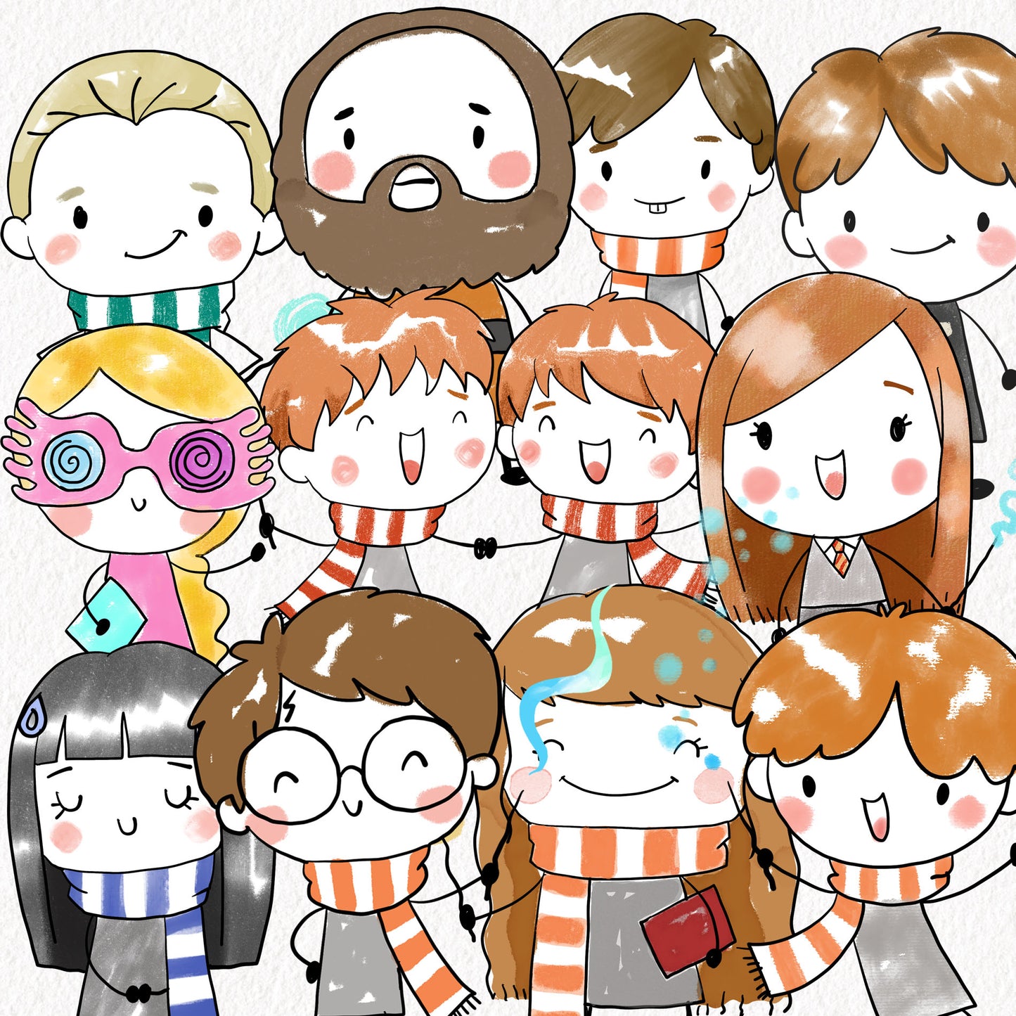 Wizard kids Hand drawn doodle Clipart , PNG file - 300 dpi