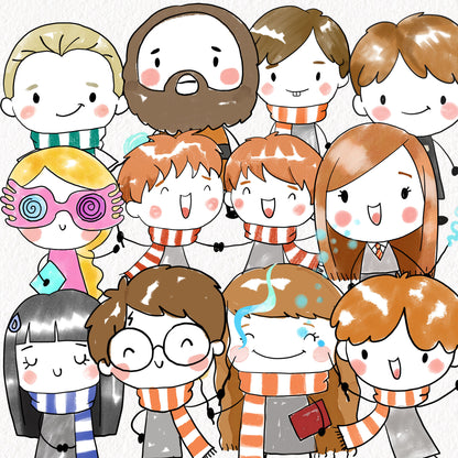 Wizard kids Hand drawn doodle Clipart , PNG file - 300 dpi