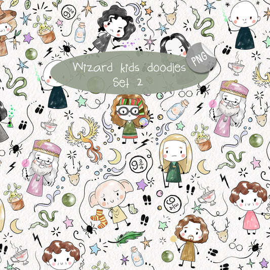 Wizard Hand drawn doodle Clipart , PNG file - 300 dpi